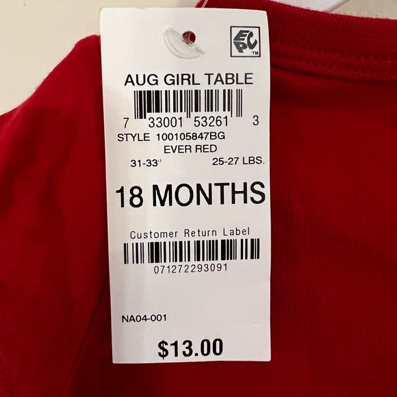 NWT Red puppy shirt with embellishments, “loved” embroidered- girl size 18mo - Picture 5 of 5